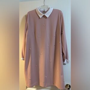 SHEIN Chic Pink Dress with White Collar